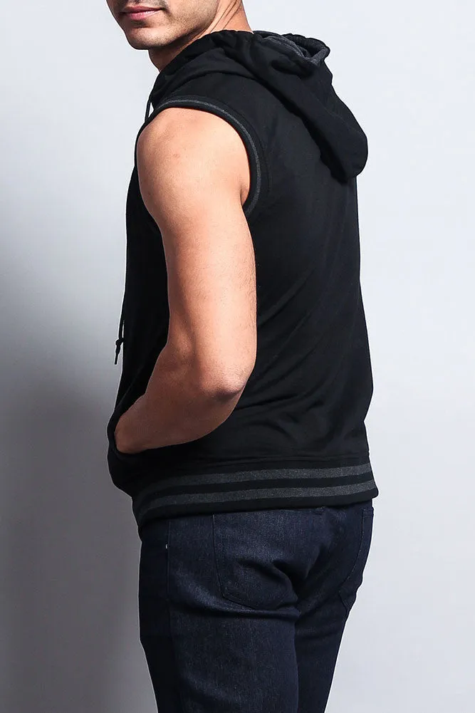 Lightweight Sleeveless Contrast Hoodie