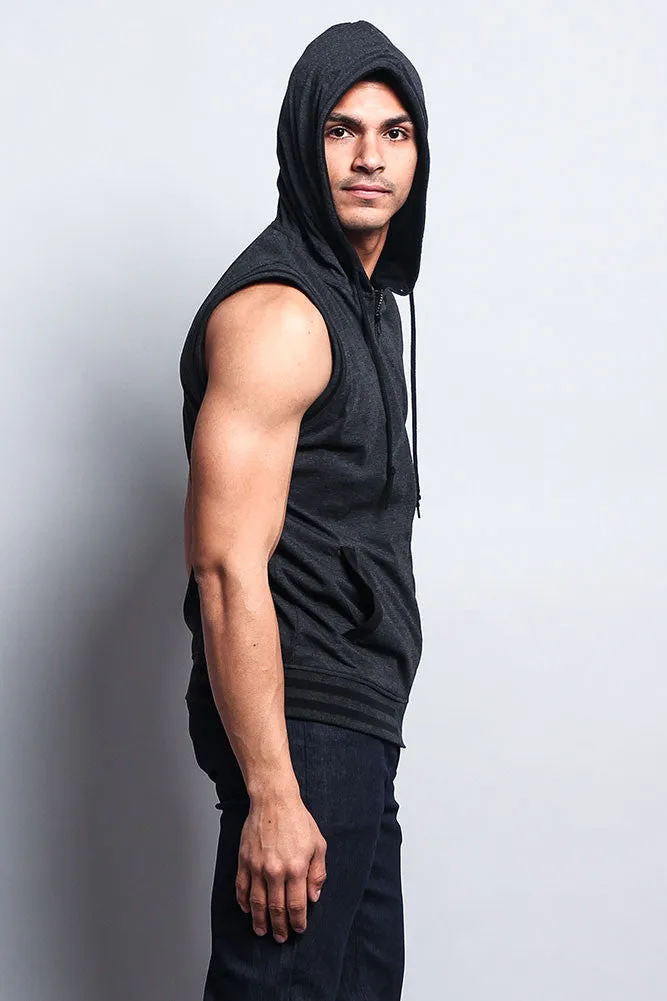 Lightweight Sleeveless Contrast Hoodie