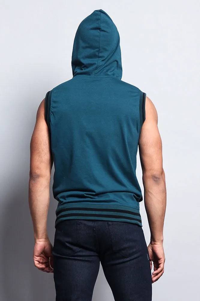 Lightweight Sleeveless Contrast Hoodie