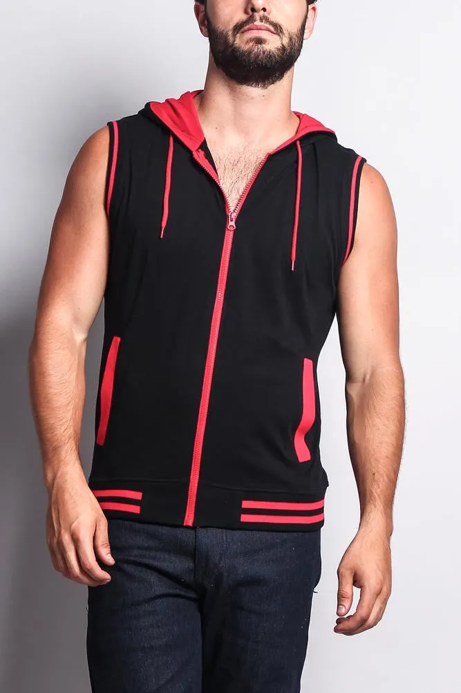 Lightweight Sleeveless Contrast Hoodie