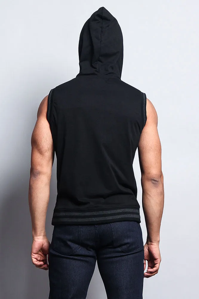 Lightweight Sleeveless Contrast Hoodie