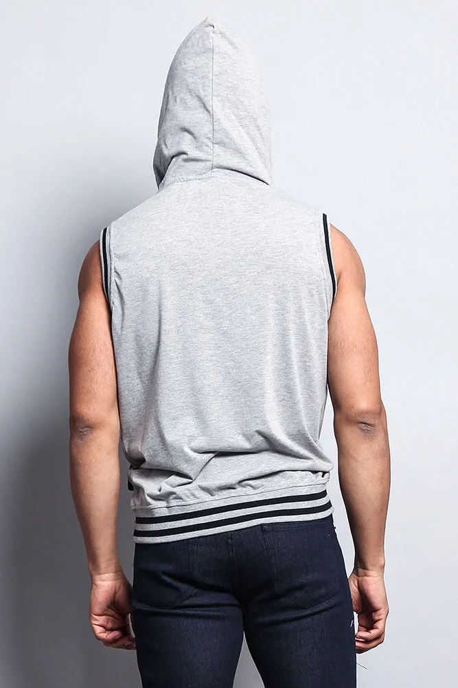 Lightweight Sleeveless Contrast Hoodie