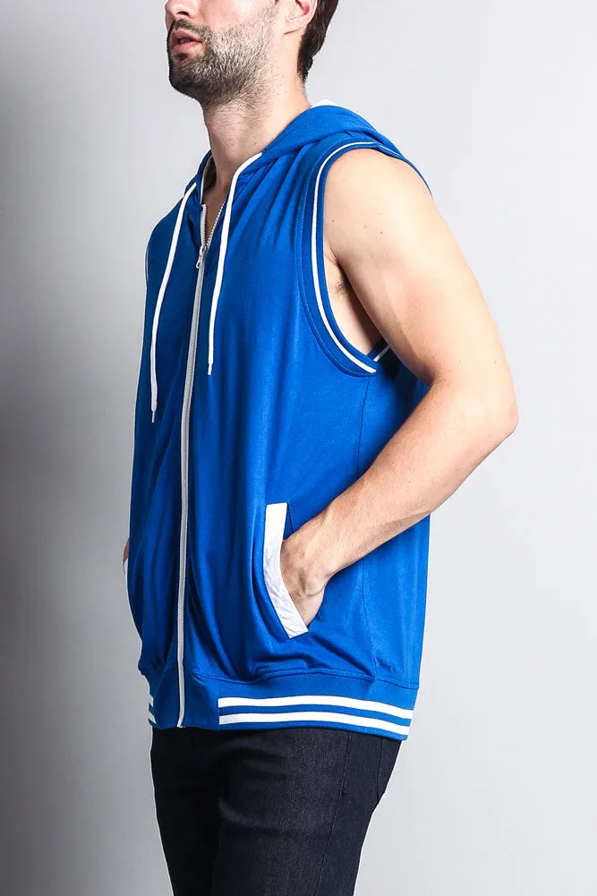 Lightweight Sleeveless Contrast Hoodie