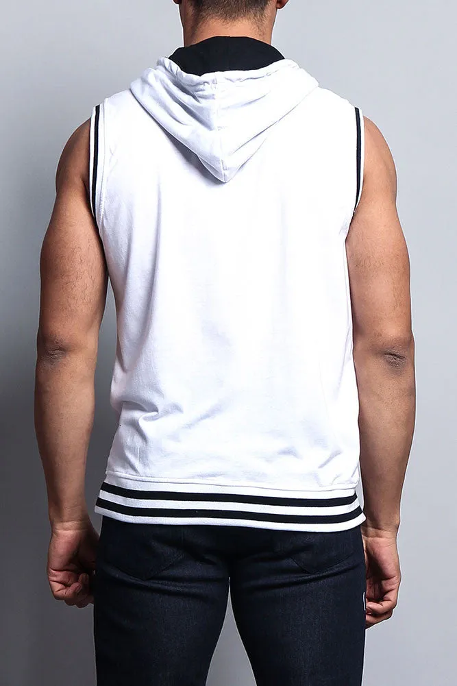 Lightweight Sleeveless Contrast Hoodie