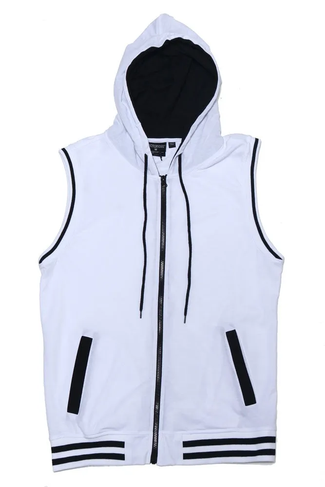 Lightweight Sleeveless Contrast Hoodie