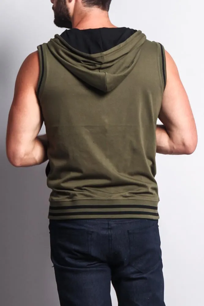 Lightweight Sleeveless Contrast Hoodie