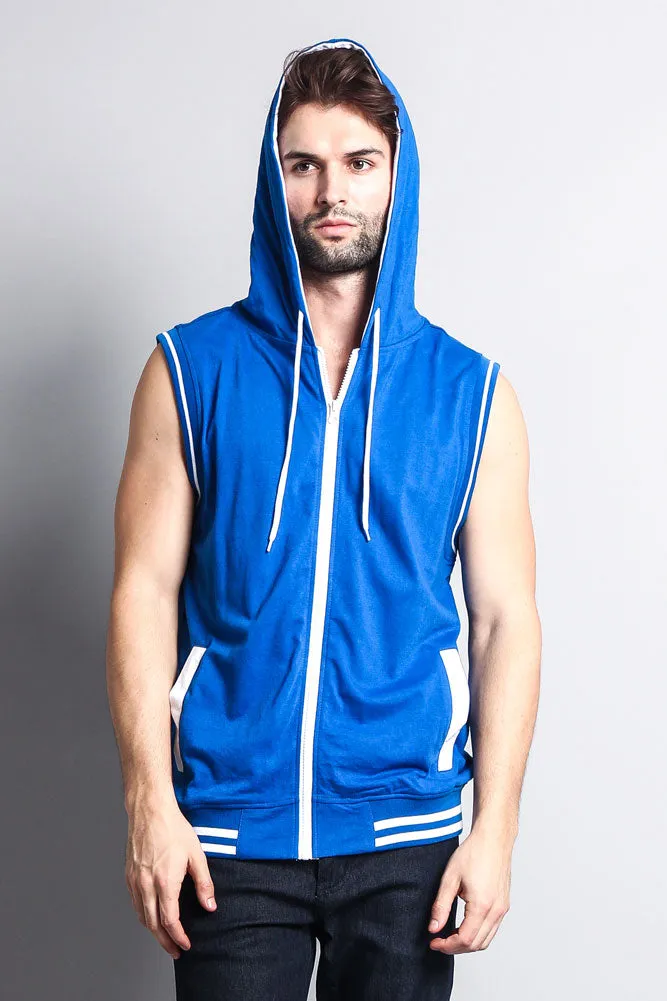 Lightweight Sleeveless Contrast Hoodie