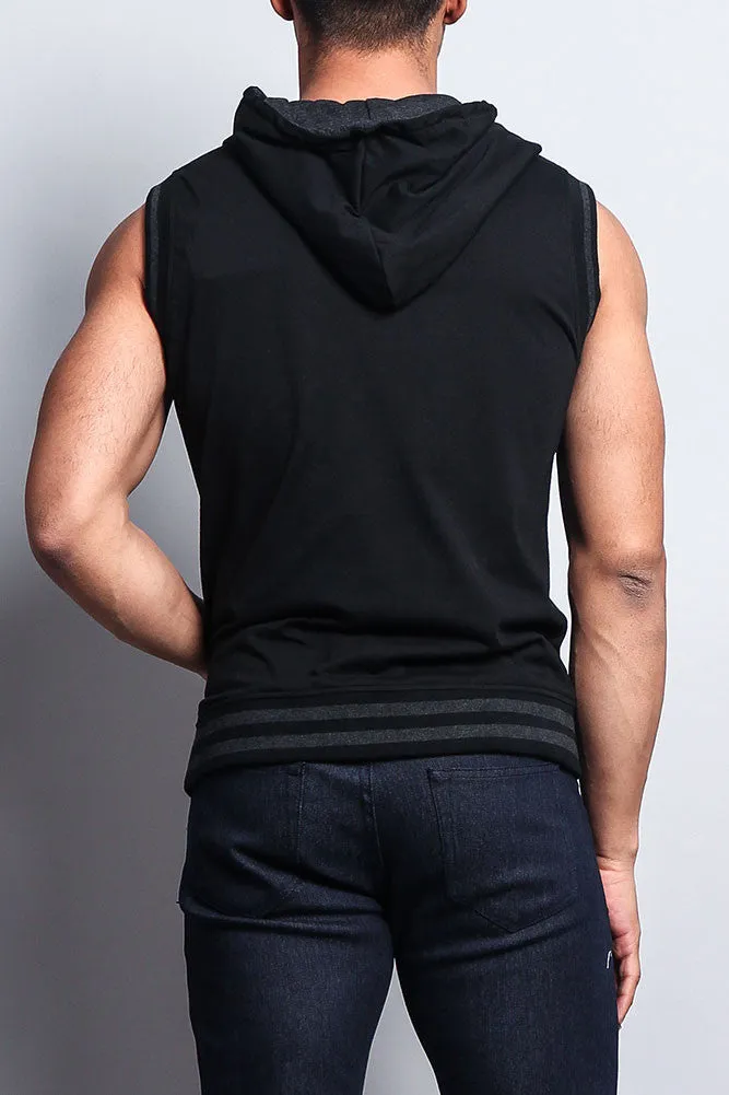 Lightweight Sleeveless Contrast Hoodie