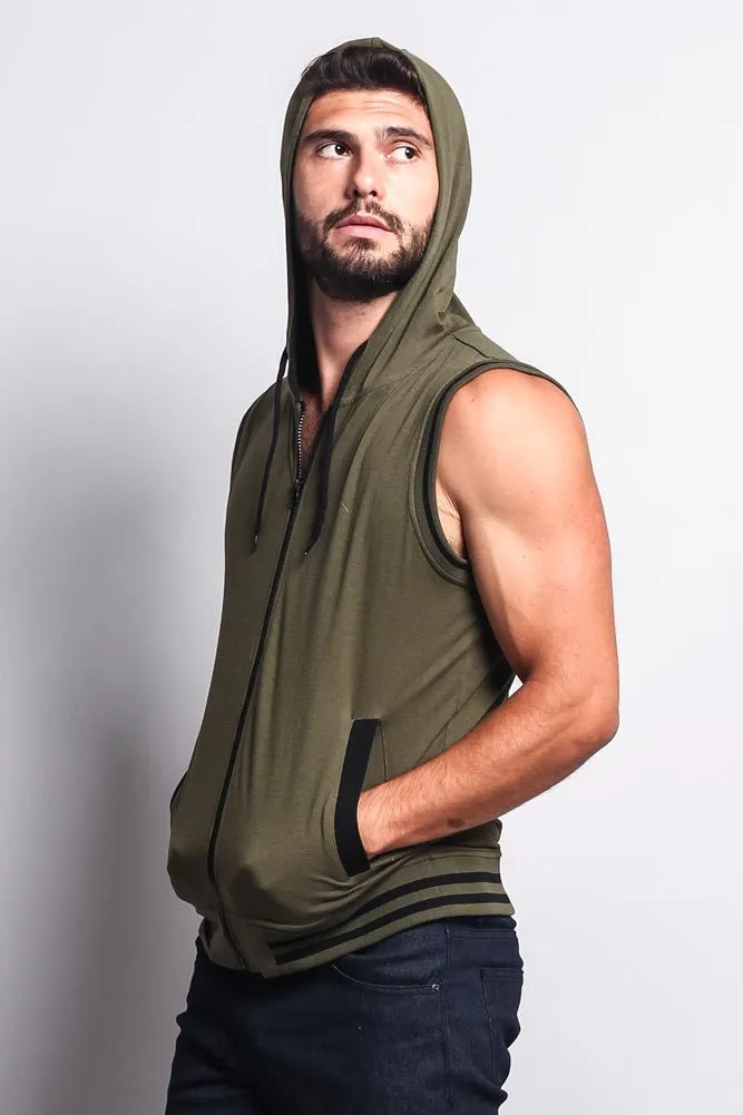 Lightweight Sleeveless Contrast Hoodie