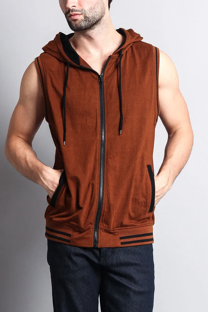 Lightweight Sleeveless Contrast Hoodie