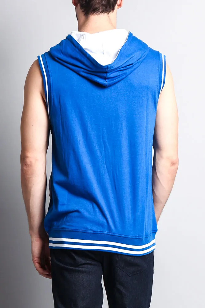 Lightweight Sleeveless Contrast Hoodie