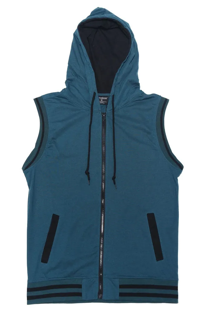 Lightweight Sleeveless Contrast Hoodie