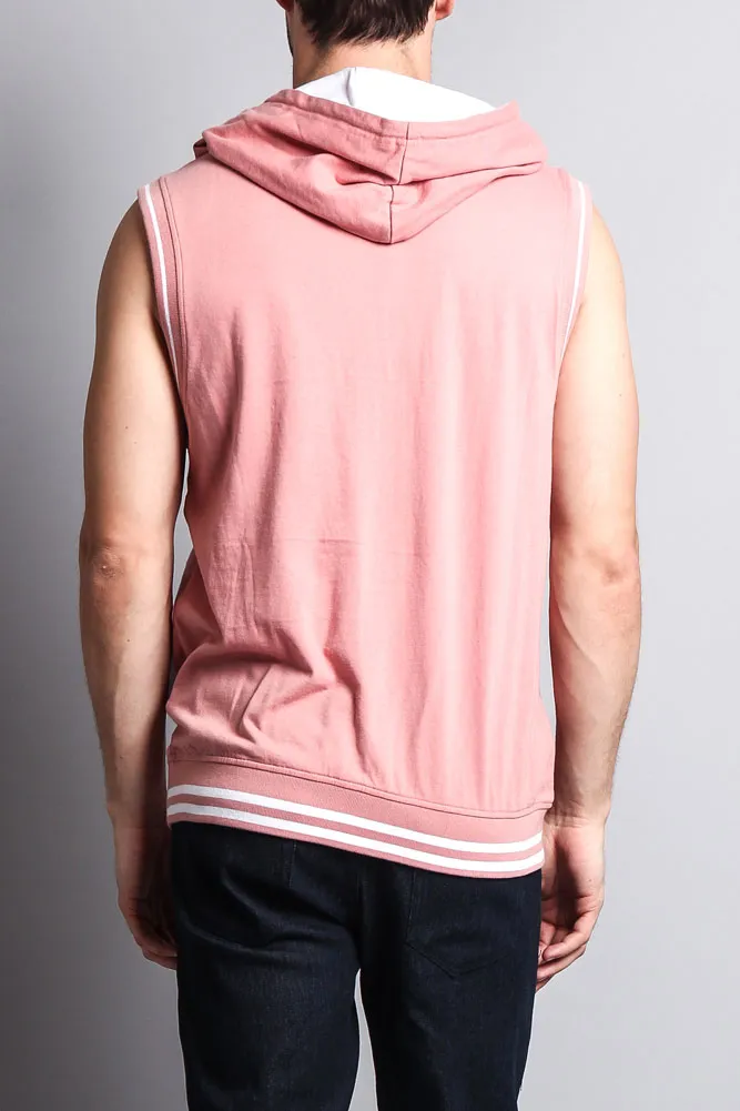 Lightweight Sleeveless Contrast Hoodie