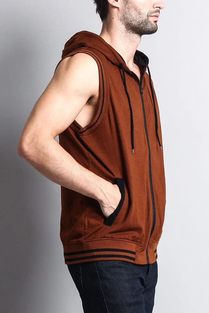 Lightweight Sleeveless Contrast Hoodie