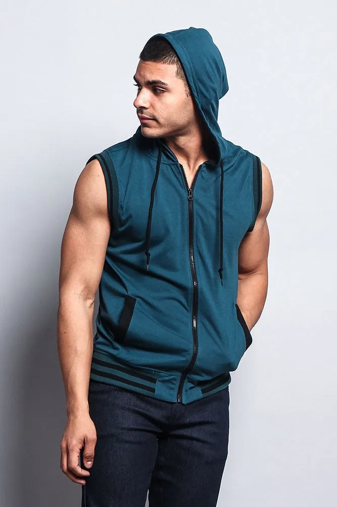 Lightweight Sleeveless Contrast Hoodie