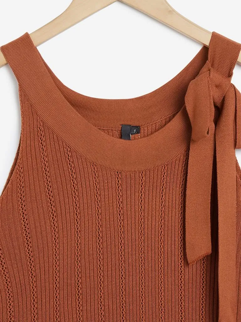 LOV Tan Knitted Elena Top