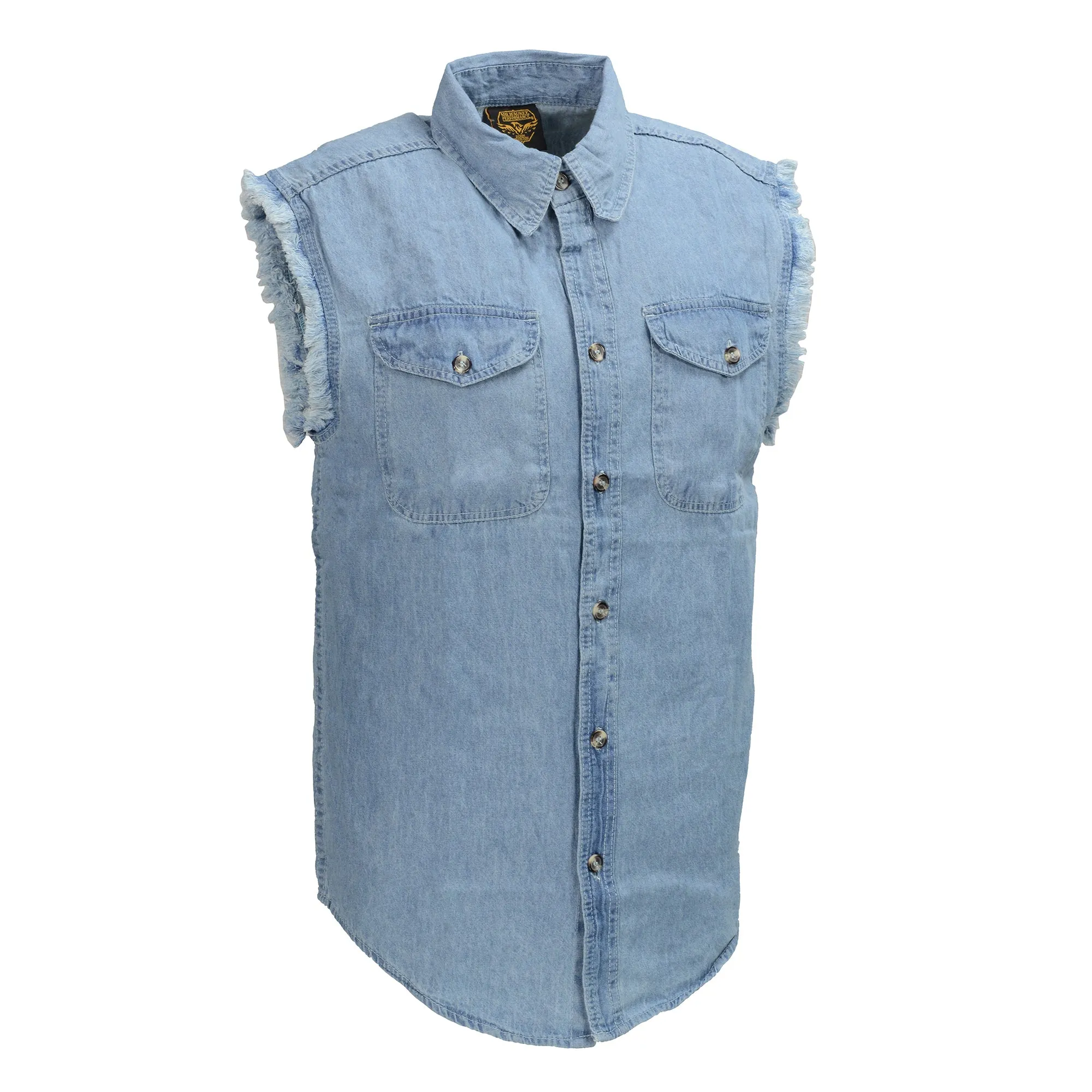 Men's Blue Lightweight Sleeveless Denim Shirt