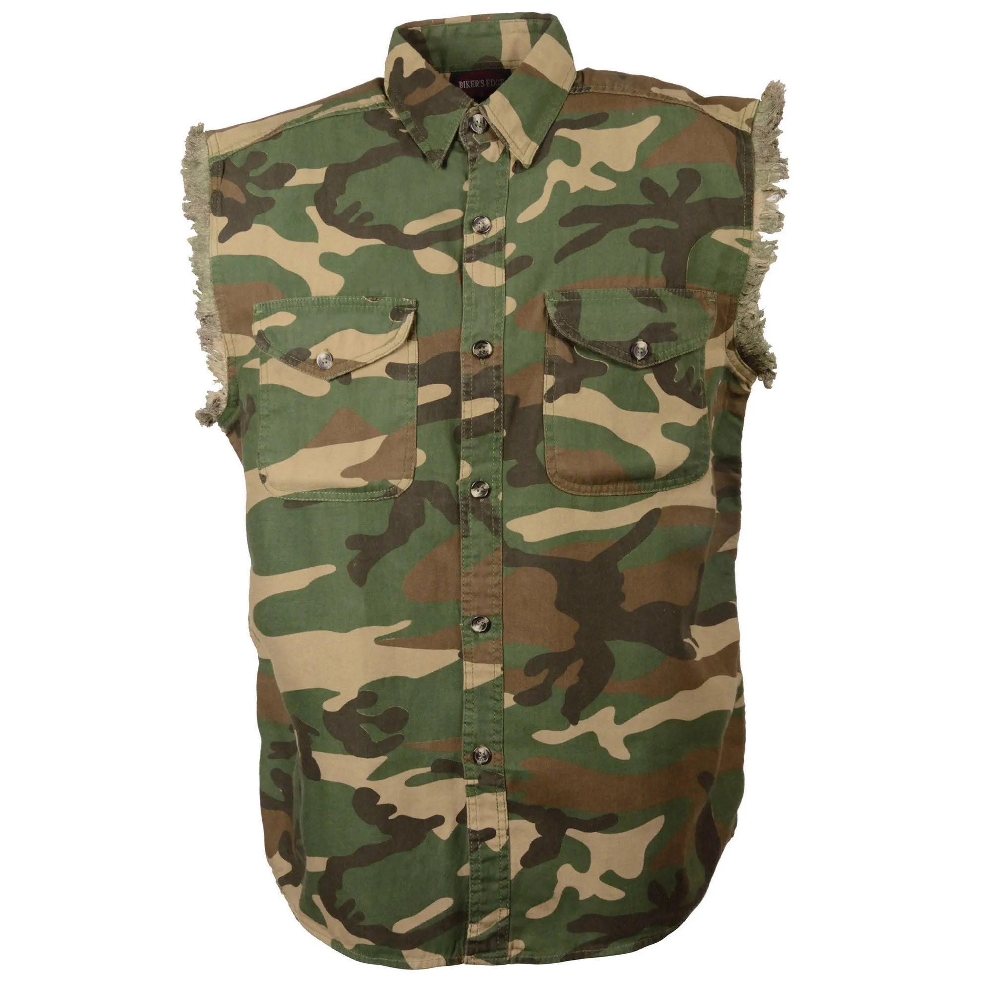 Men's Jungle Camo Lightweight Sleeveless Denim Shirt