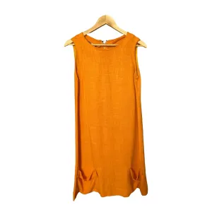 Miss Polly Vintage Linen Orange Sleeveless Dress UK Size 14