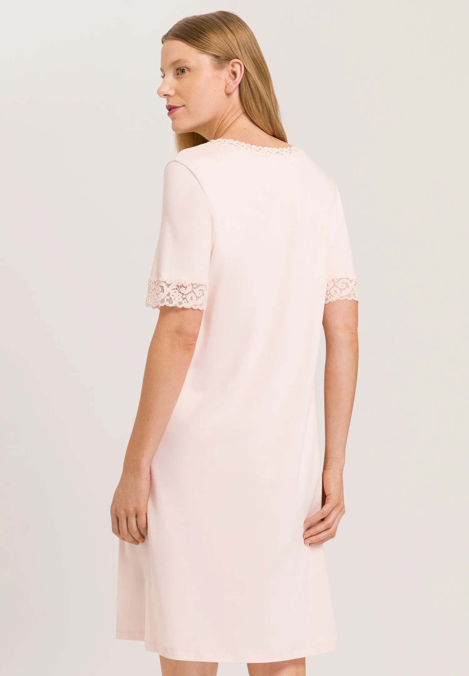 Moments Lace Trim Cotton Nightgown | Crystal Pink 77040-1334