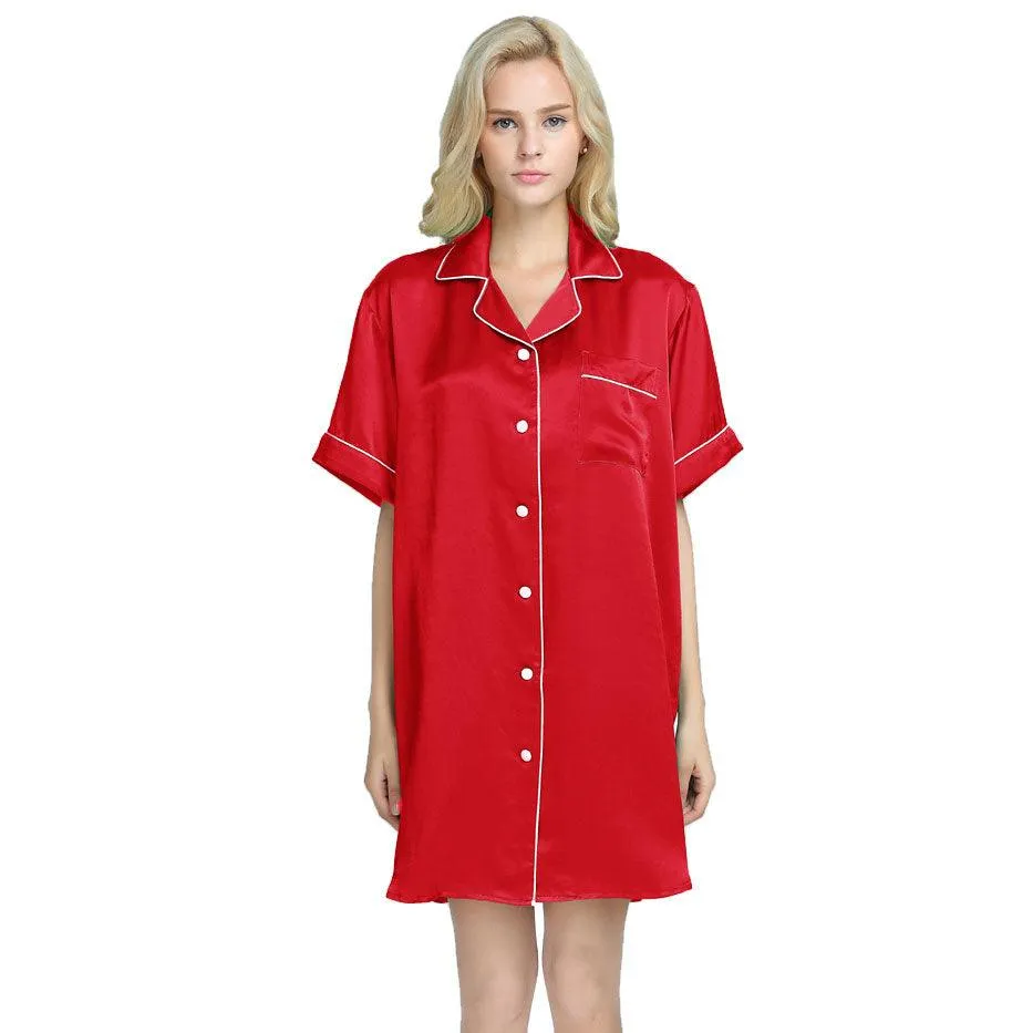 Mulberry Silk Nightgown Sleep Shirt For Women