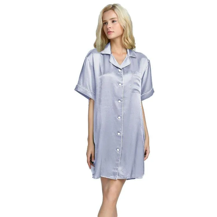 Mulberry Silk Nightgown Sleep Shirt For Women