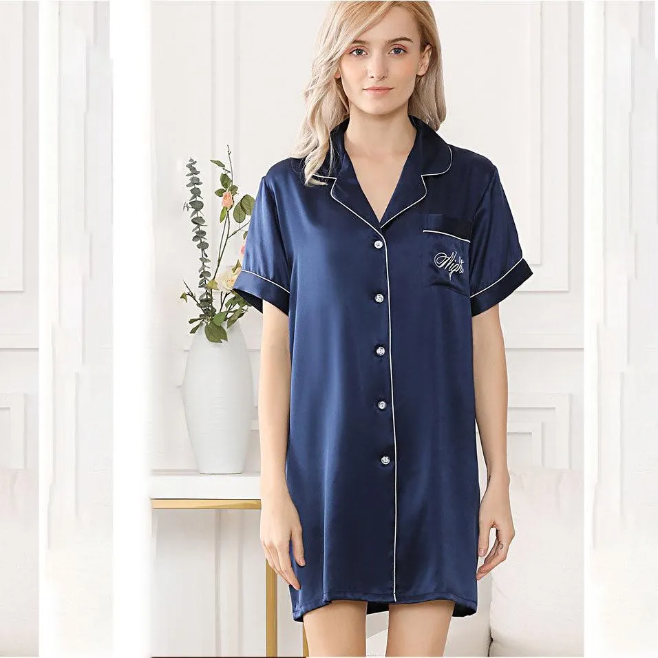 Mulberry Silk Nightgown Sleep Shirt For Women