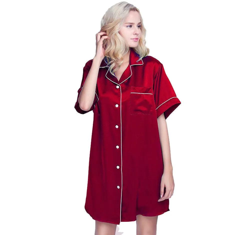 Mulberry Silk Nightgown Sleep Shirt For Women