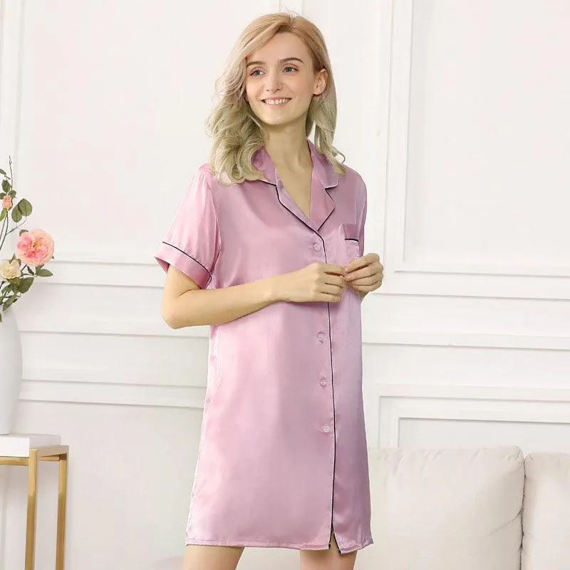 Mulberry Silk Nightgown Sleep Shirt For Women