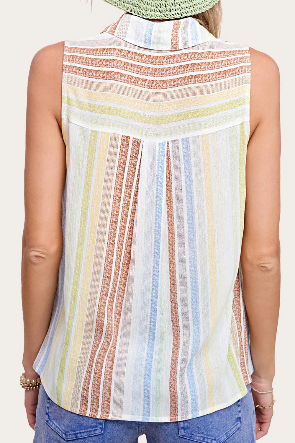 Multi-color Spring Summer Shirt Sleeveless Top