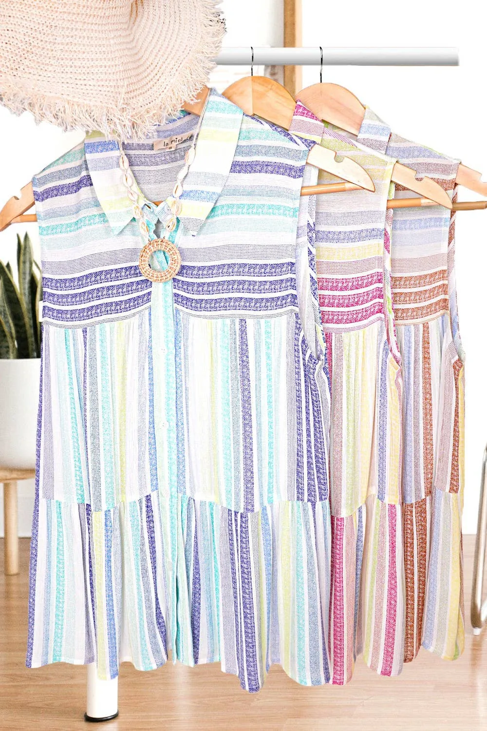 Multi-color Spring Summer Shirt Sleeveless Top