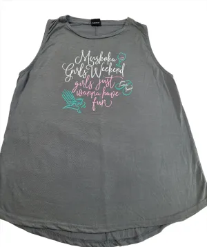 Muskoka Ladies Weekend Tank Top in grey