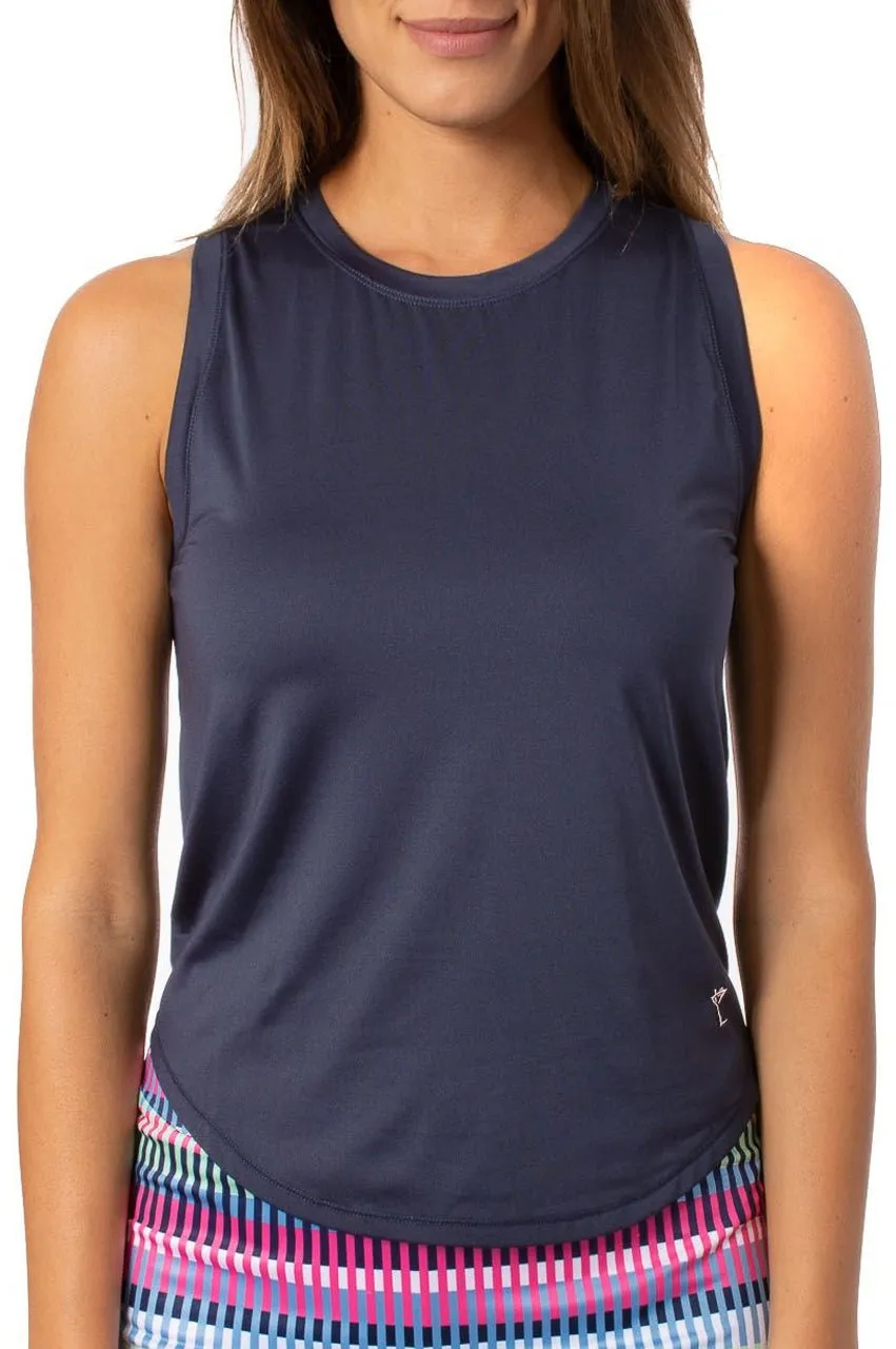 Navy Sleeveless Sport Tie Top