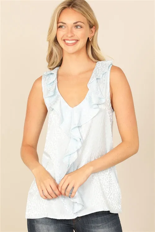 Perfect for the Evening Silky Textured Top Light Blue