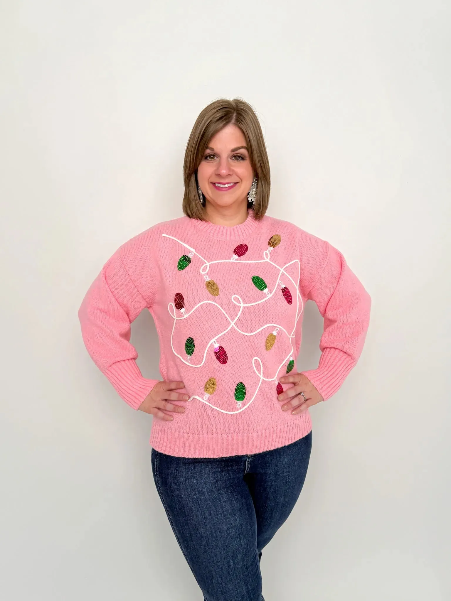 Pink Sequin Lights Sweater