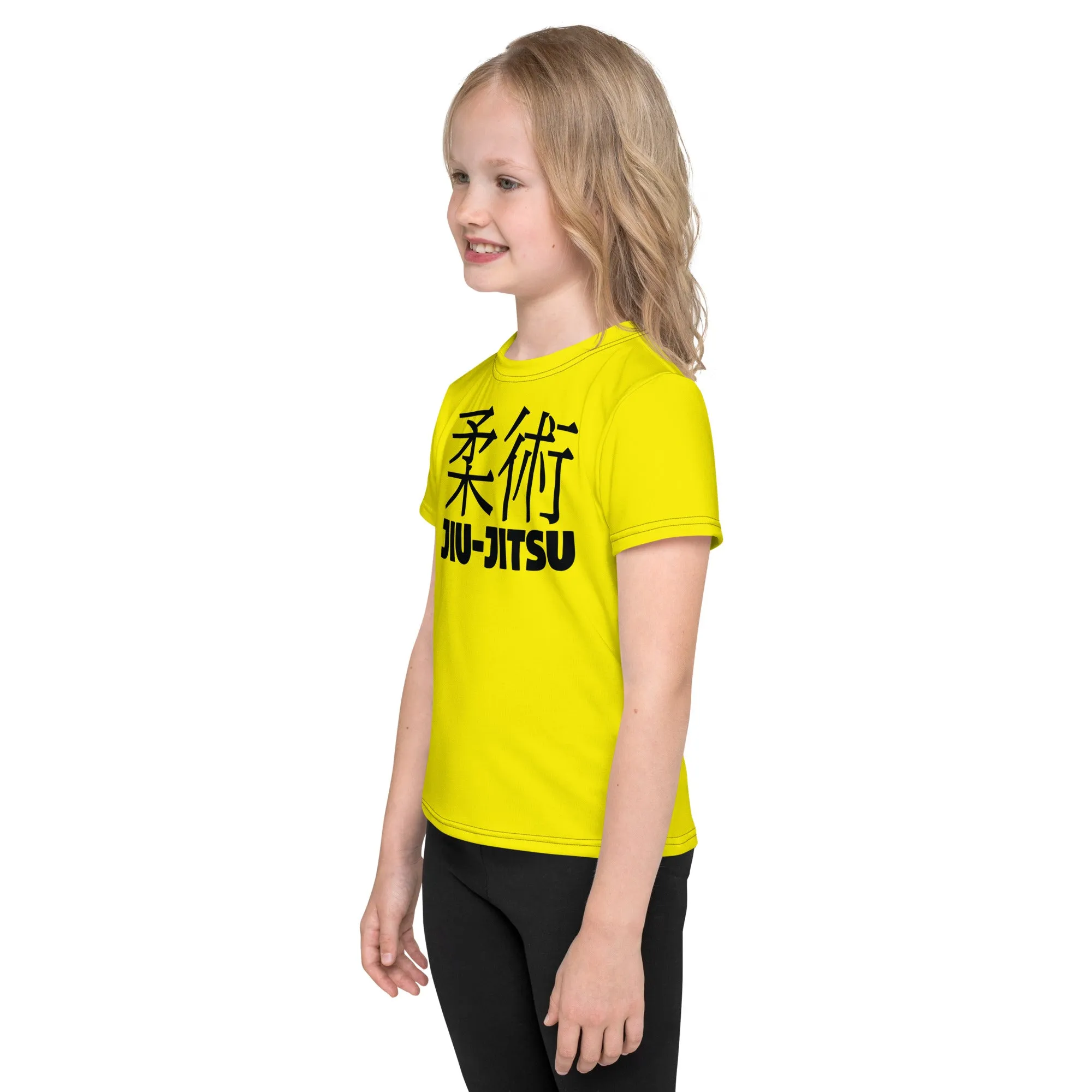 Playful Performance: Girl's Short Sleeve Classic Jiu-Jitsu Rash Guard - Golden Sun