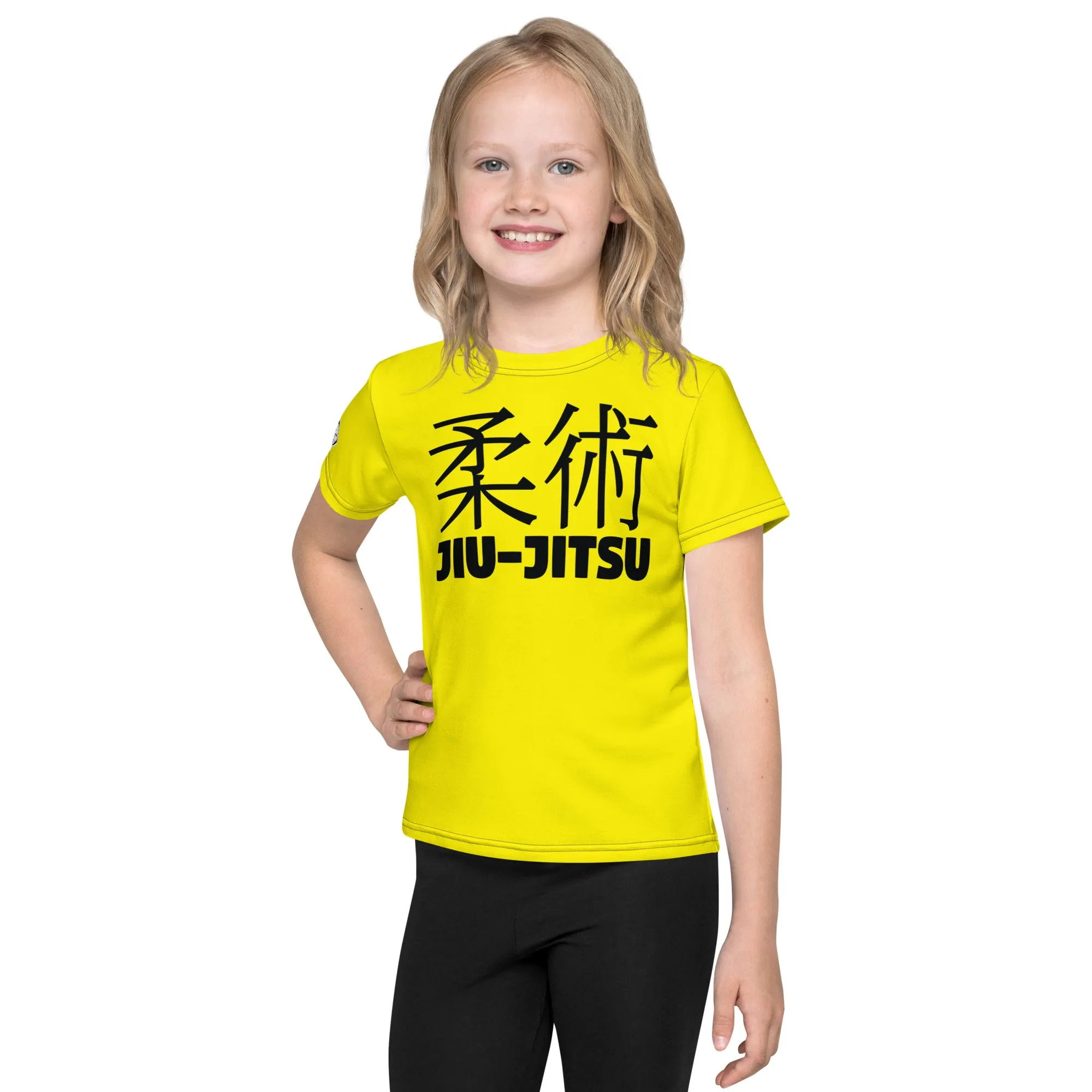 Playful Performance: Girl's Short Sleeve Classic Jiu-Jitsu Rash Guard - Golden Sun