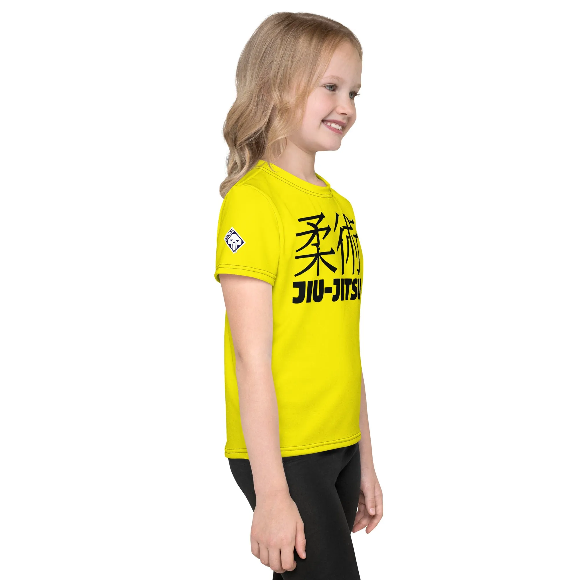 Playful Performance: Girl's Short Sleeve Classic Jiu-Jitsu Rash Guard - Golden Sun