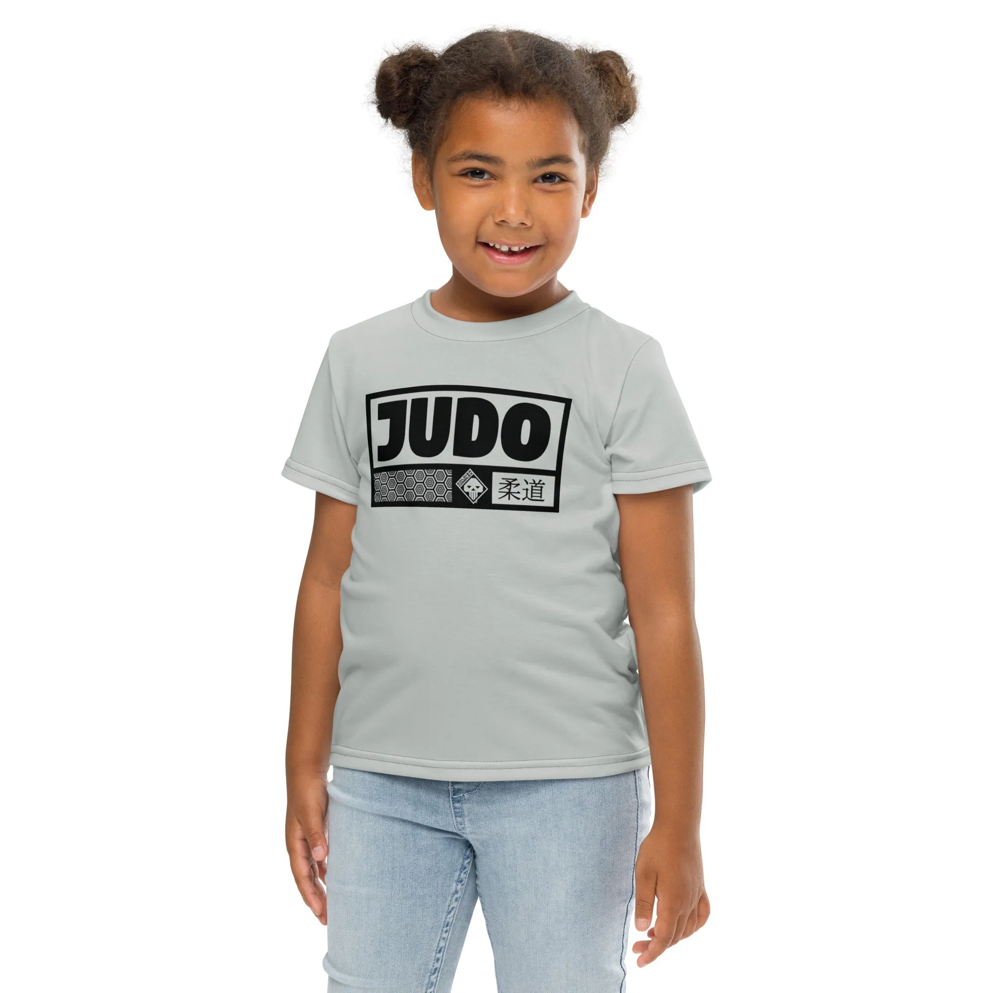 Playful Performance: Girl's Short Sleeve Judo Rash Guard - Smoke