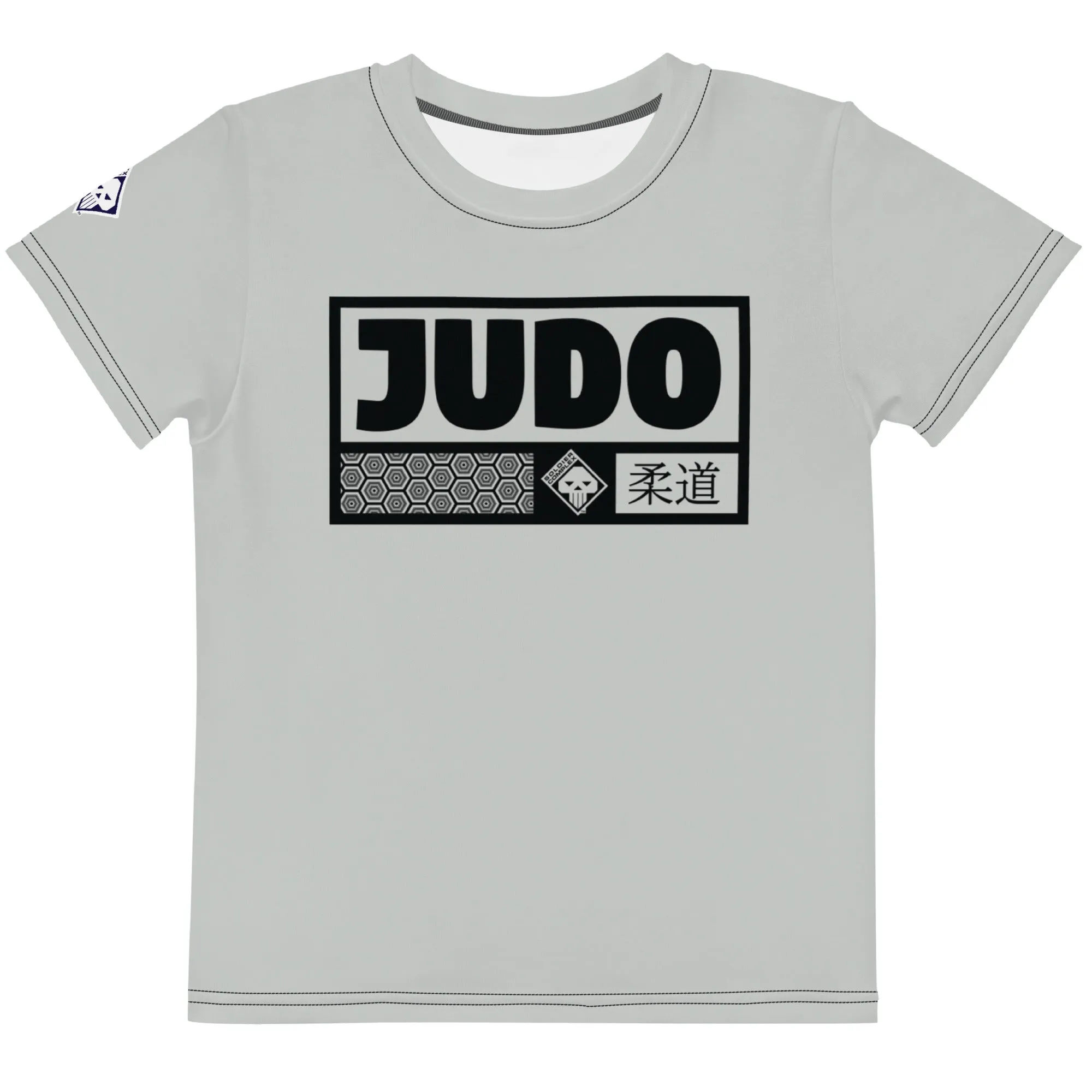 Playful Performance: Girl's Short Sleeve Judo Rash Guard - Smoke