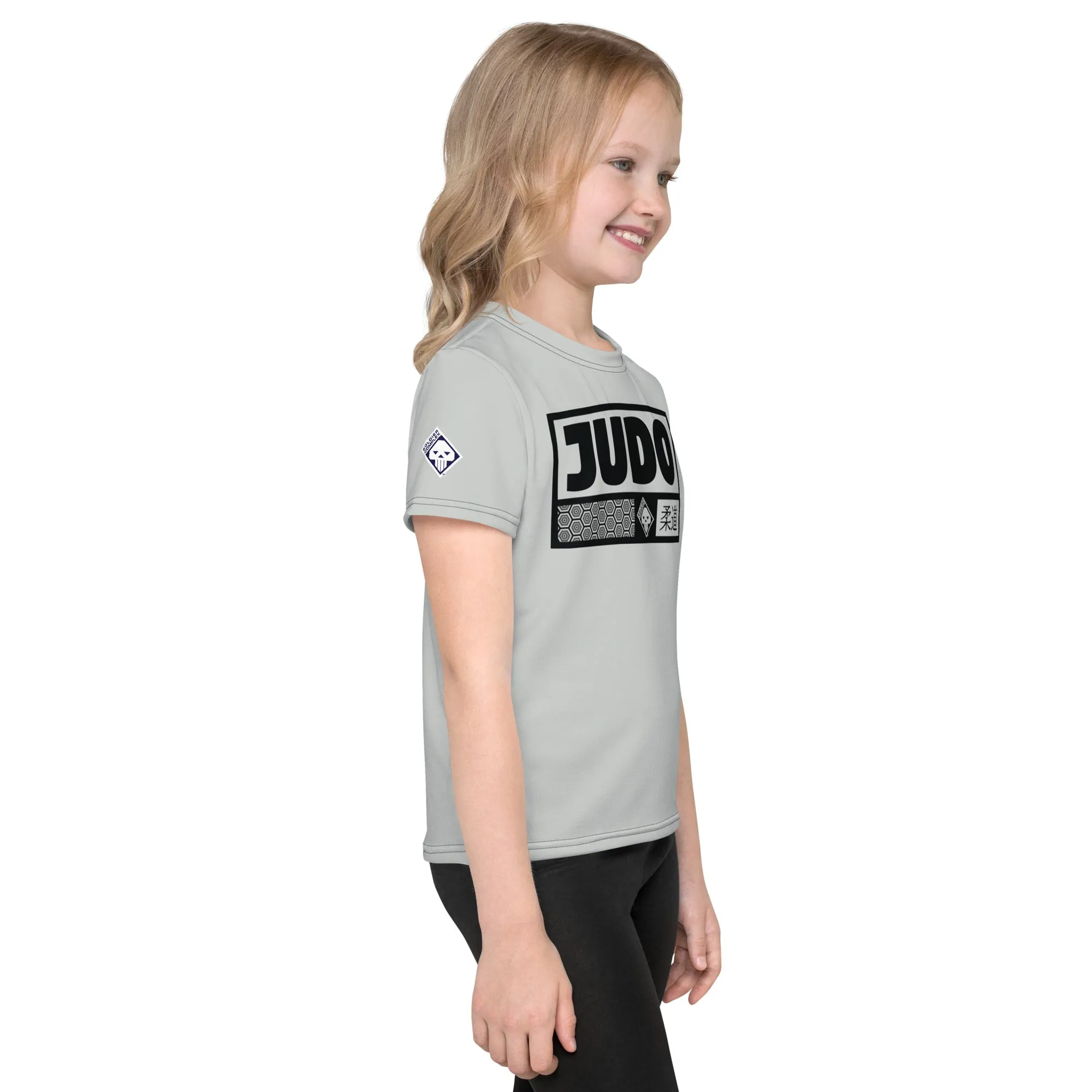 Playful Performance: Girl's Short Sleeve Judo Rash Guard - Smoke