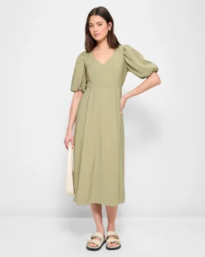 popular  Puff Sleeve Midi Dress - Lily Loves - Saltbush