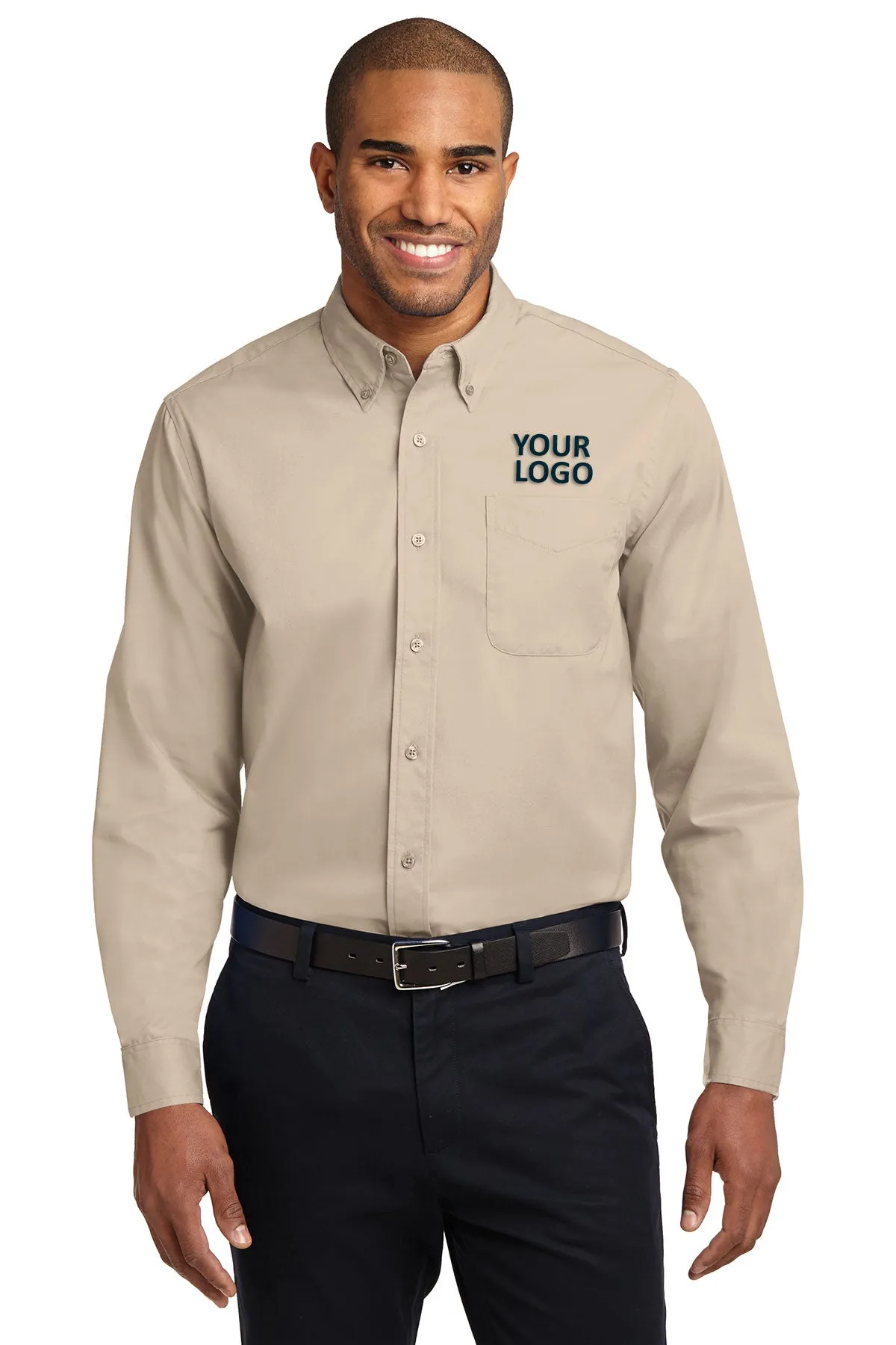 Port Authority Tall Custom Easy Care Shirts, Stone