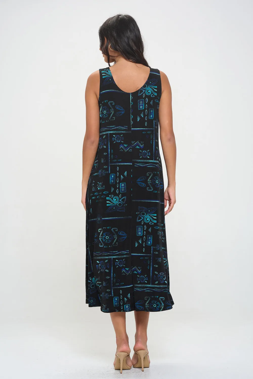 Print  Long Tank Dress -7000BN-TRP1-W401