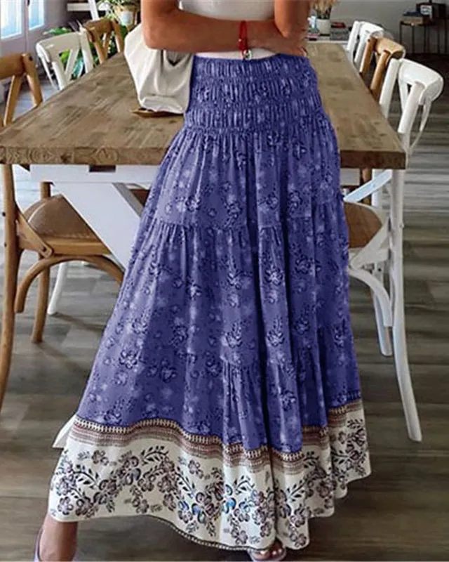 Printed Casual High Waist Skirt