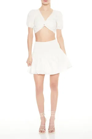 Puff-Sleeve Crop Top &amp; Skirt Set