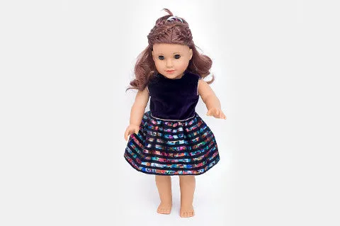 Purple Velvet Libby Doll Dress