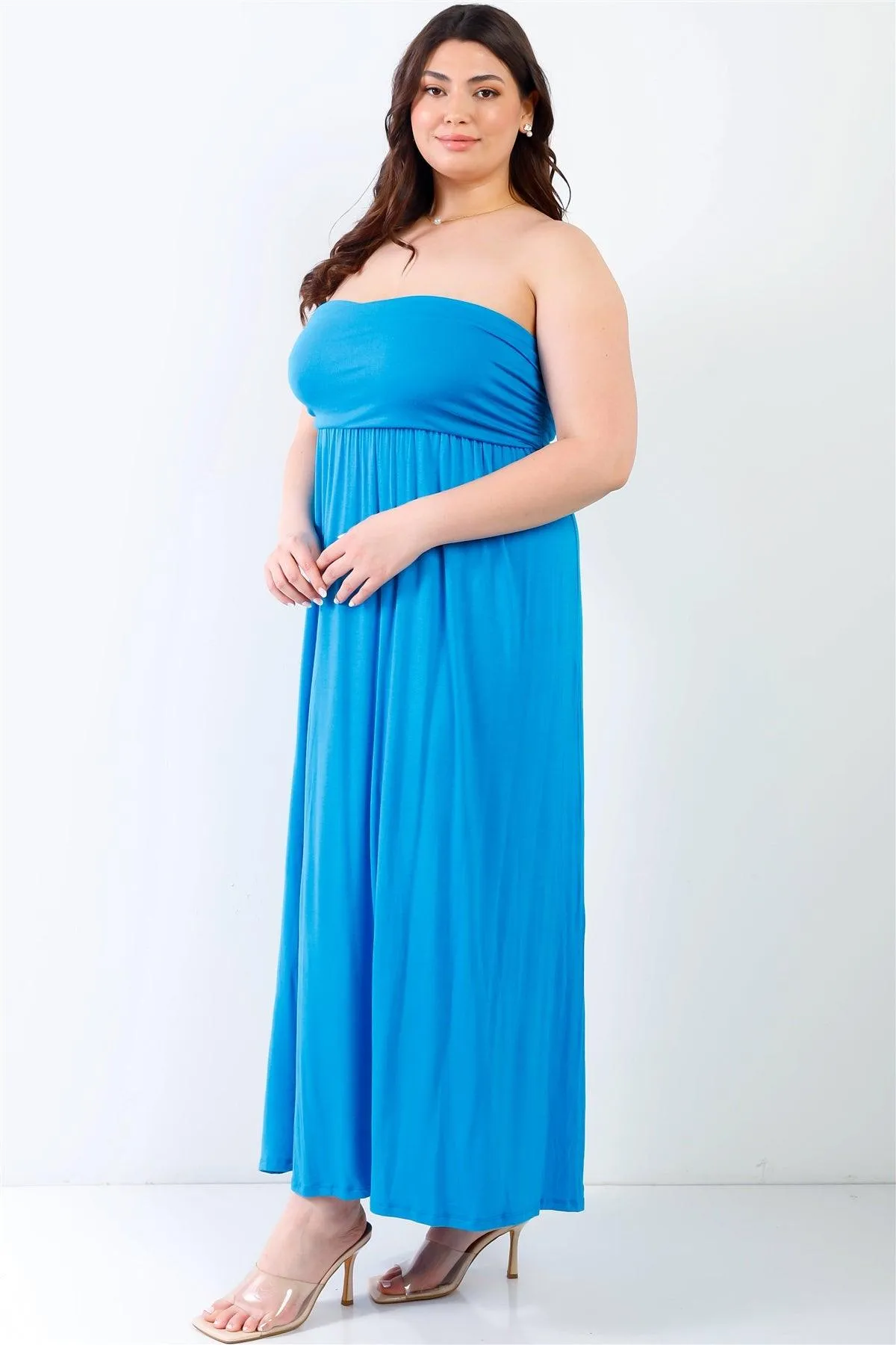 "Mermaid" Junior Plus Blue Sleeveless Maxi Dress /2-2-2