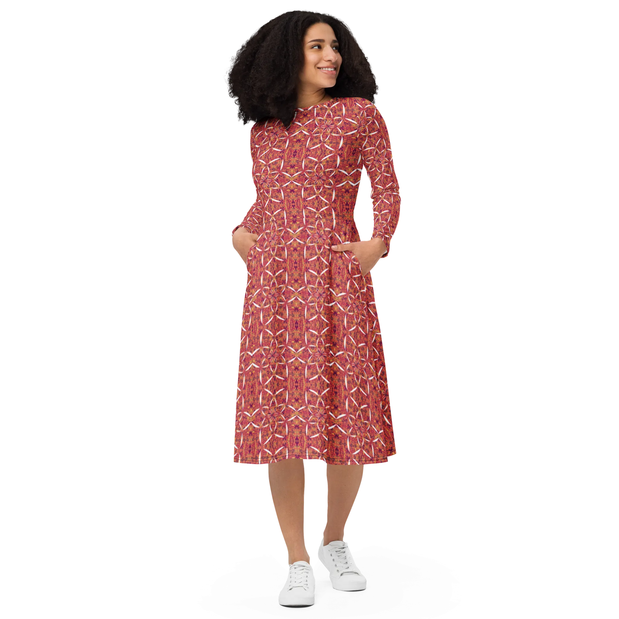 Recursia Lotus Light Long Sleeve Midi Dress