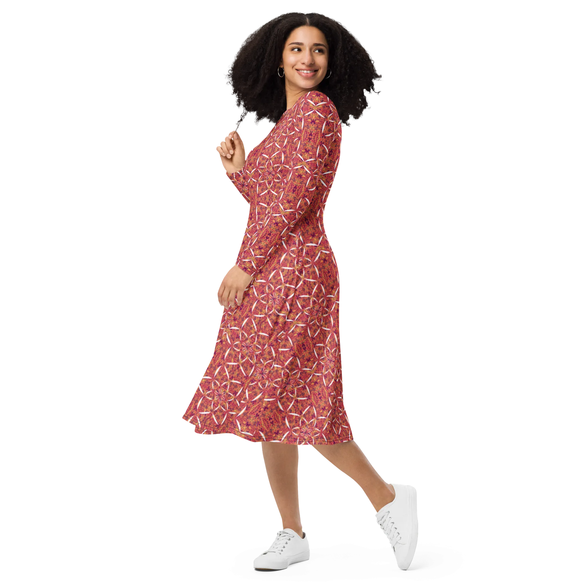 Recursia Lotus Light Long Sleeve Midi Dress